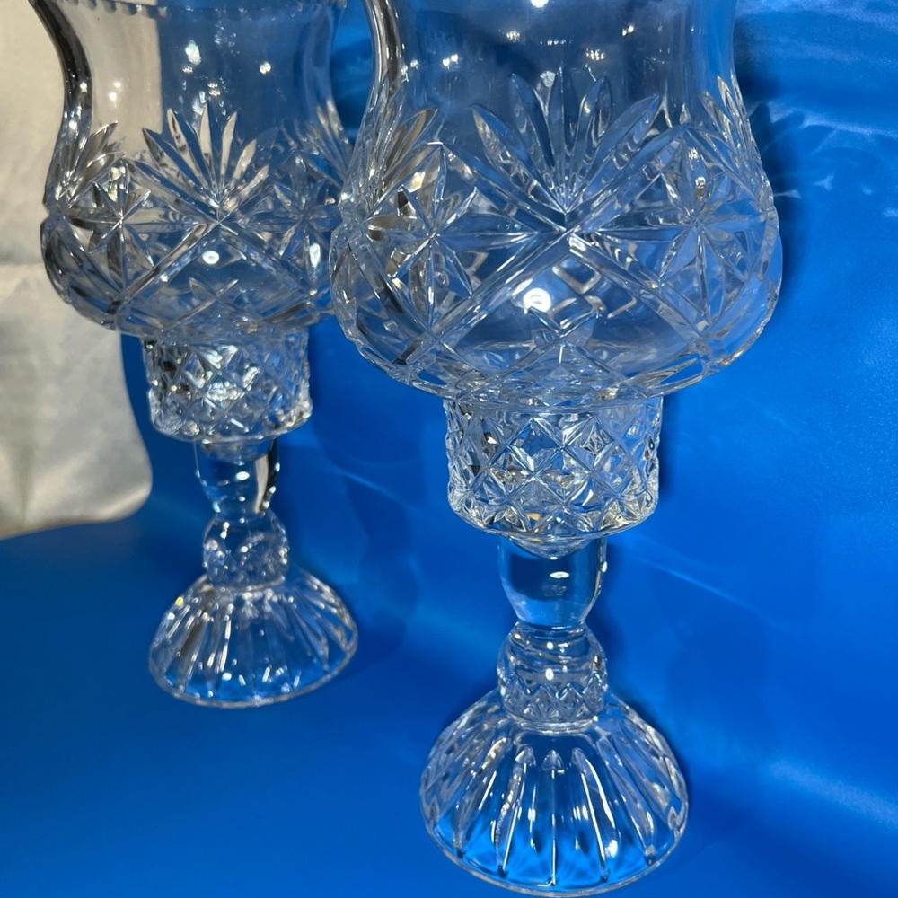 Elegant Crystal hurricane Candle Holders vintage - Picture 9 of 16